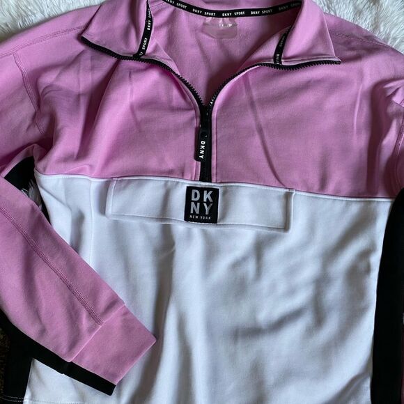 DKNY Sport Quarter Zip Pullover Color Block Shirt - Picture 4 of 9